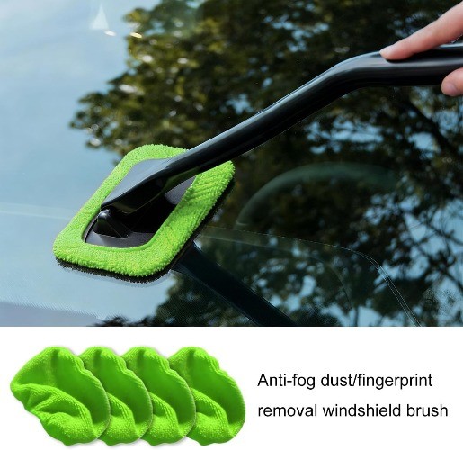 Car Windshield Cleaning Tool, Microfiber Vehicle Window Cleaner w Color: Green