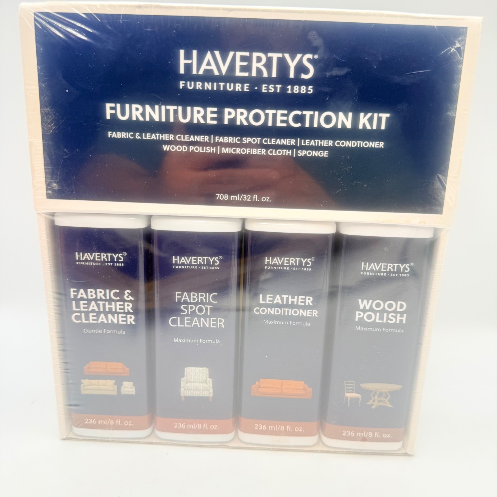Havertys Furniture Protection Kit Fabric Leather Cleaner Conditioner Wood Polish