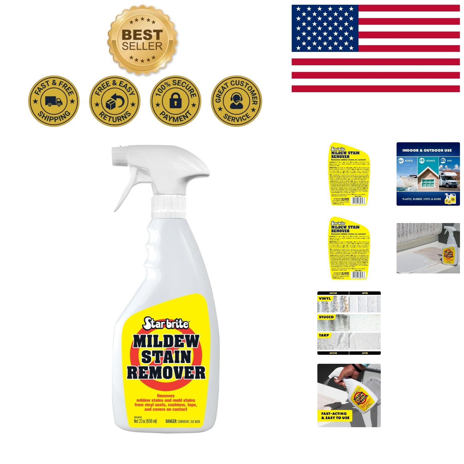 Professional-Grade Mold & Mildew Stain Remover – 22 Oz Instant Liquid Cleaner