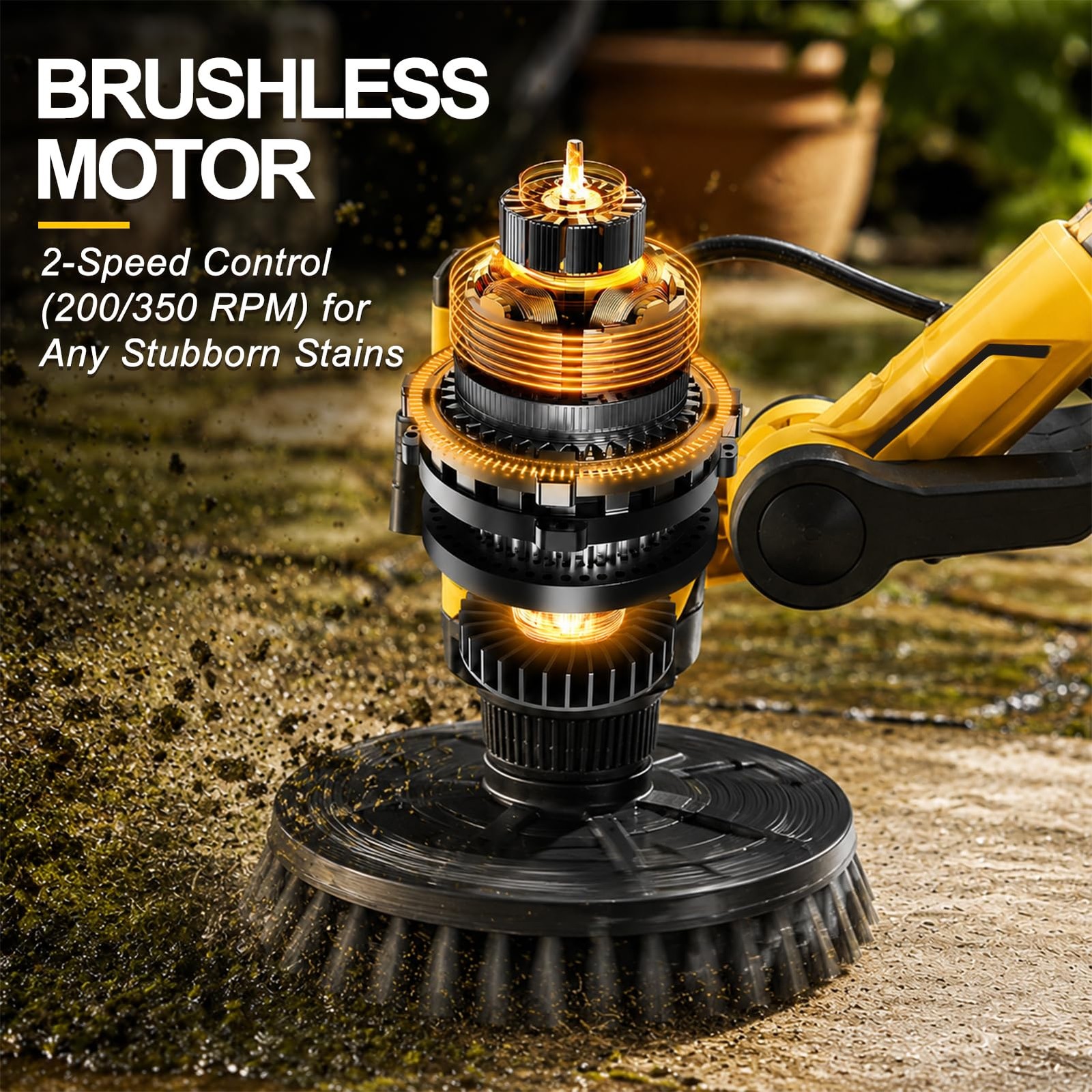 6″ Brushless Cordless Power Spin Scrubber with DeWalt 20V Max (Tool Only), 2-…