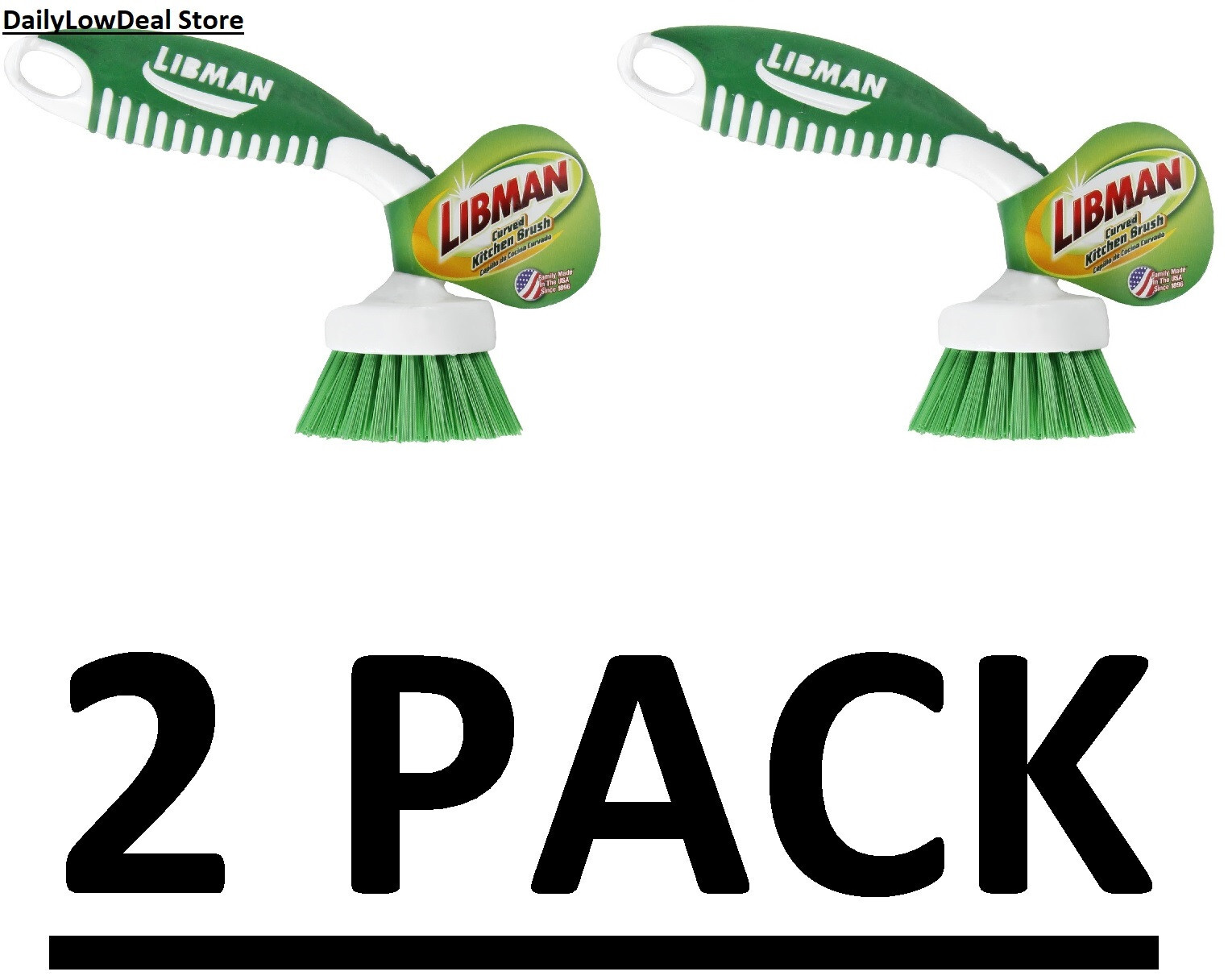2 PACK – Libman Kitchen Brush 2 in. W Rubber Scrub Curved Brush