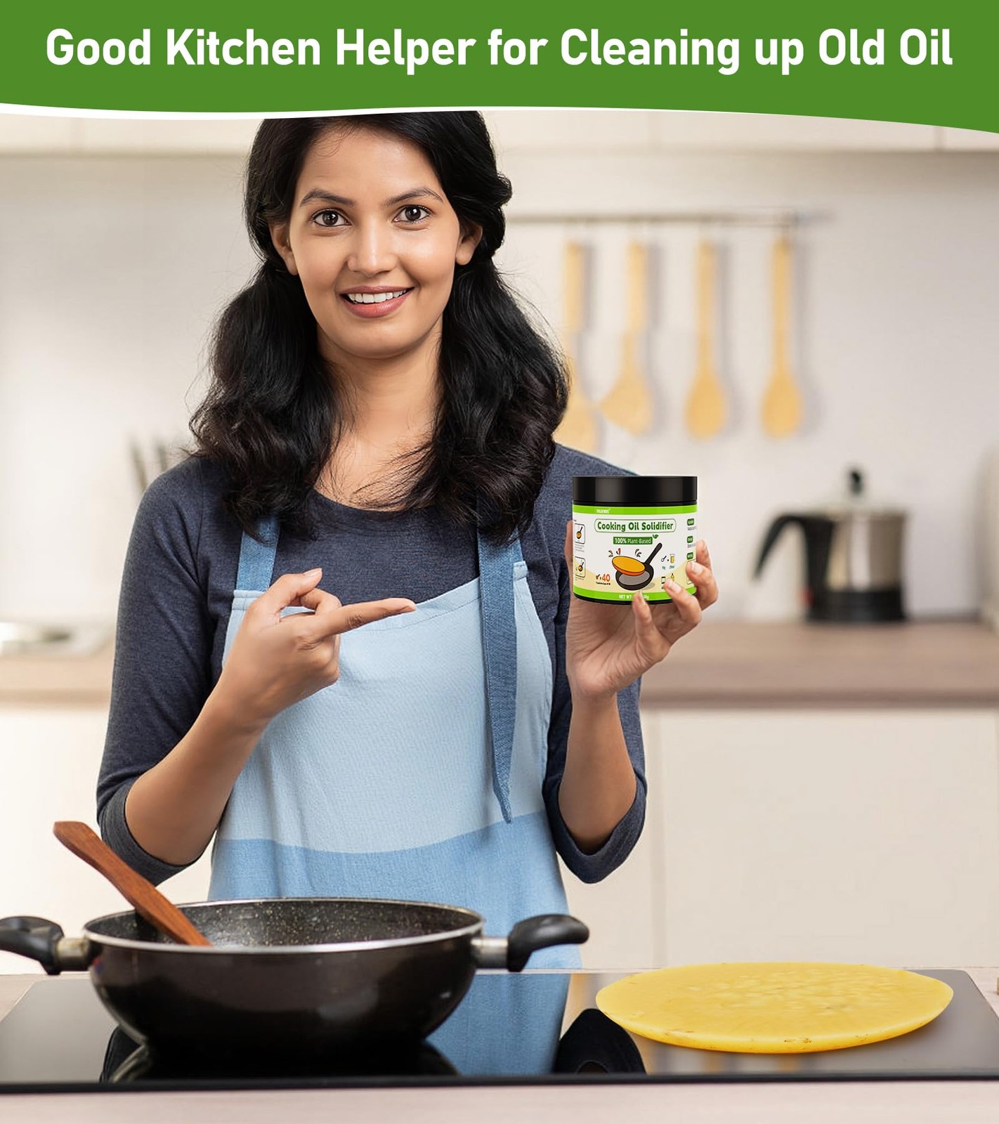 Cooking Oil Solidifier, Solidifies Up to 40 Cups from Mess, 100% Plant-Based …