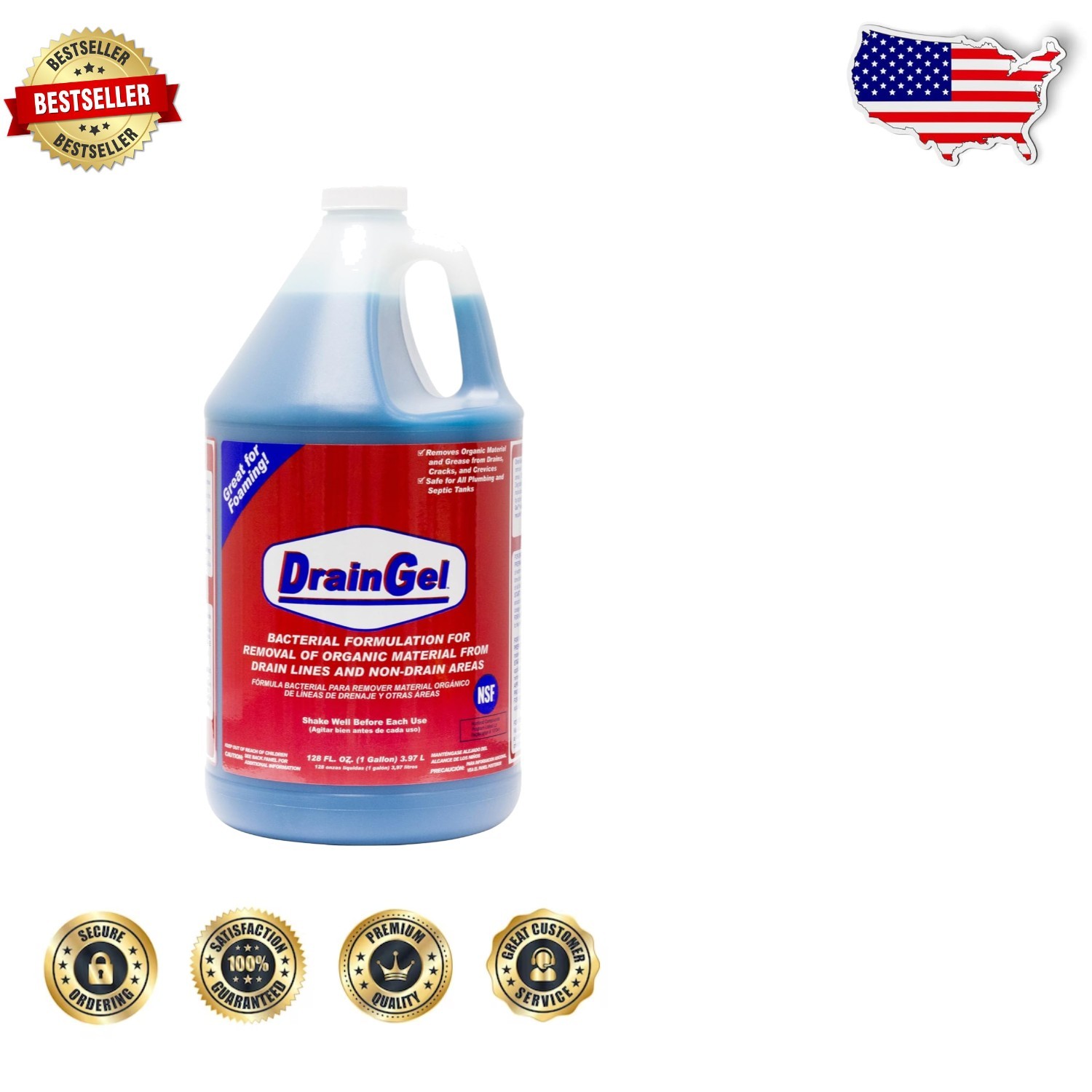 Organic Bioenzyme Drain Gel Cleaner 128oz – Powerful Plumbing System Protection