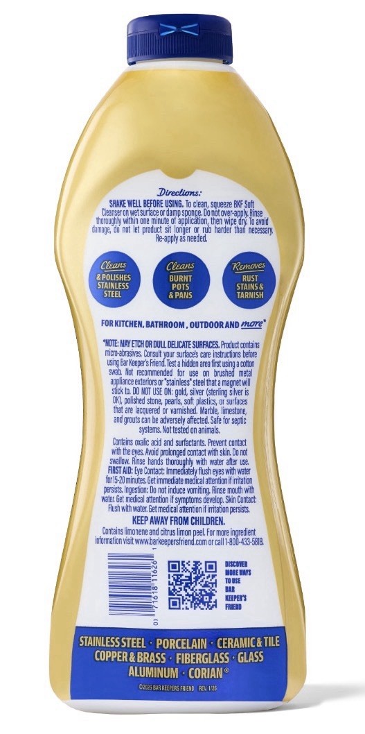 Bar Keepers Friend Soft Cleanser Liquid 26 oz All-Purpose Cleaner Kitchen Bath