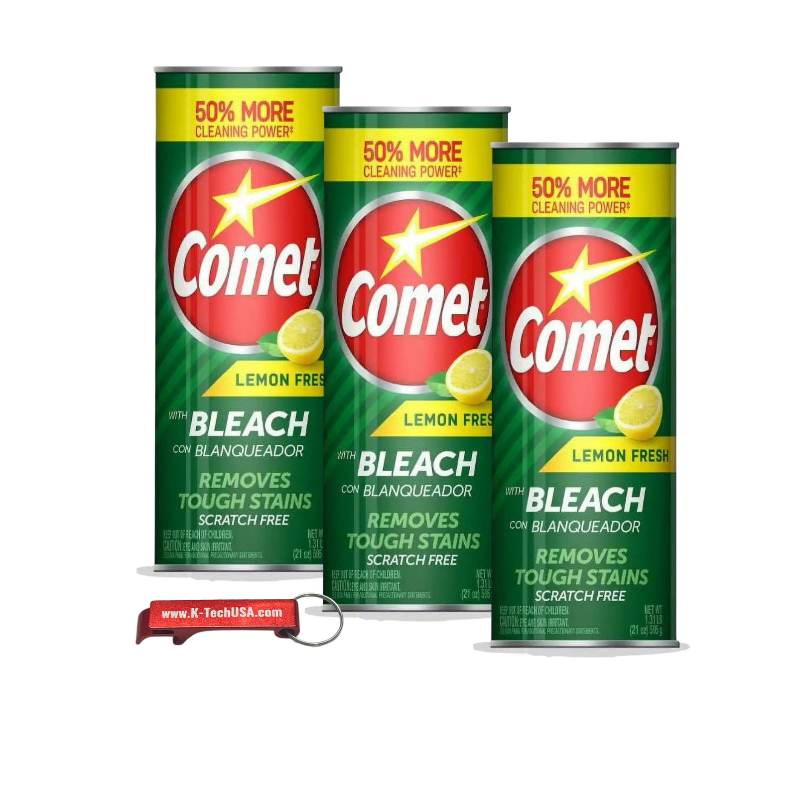 Comet Lemon Fresh Bleach Cleaning Powder 3 Pack with Free Keychain