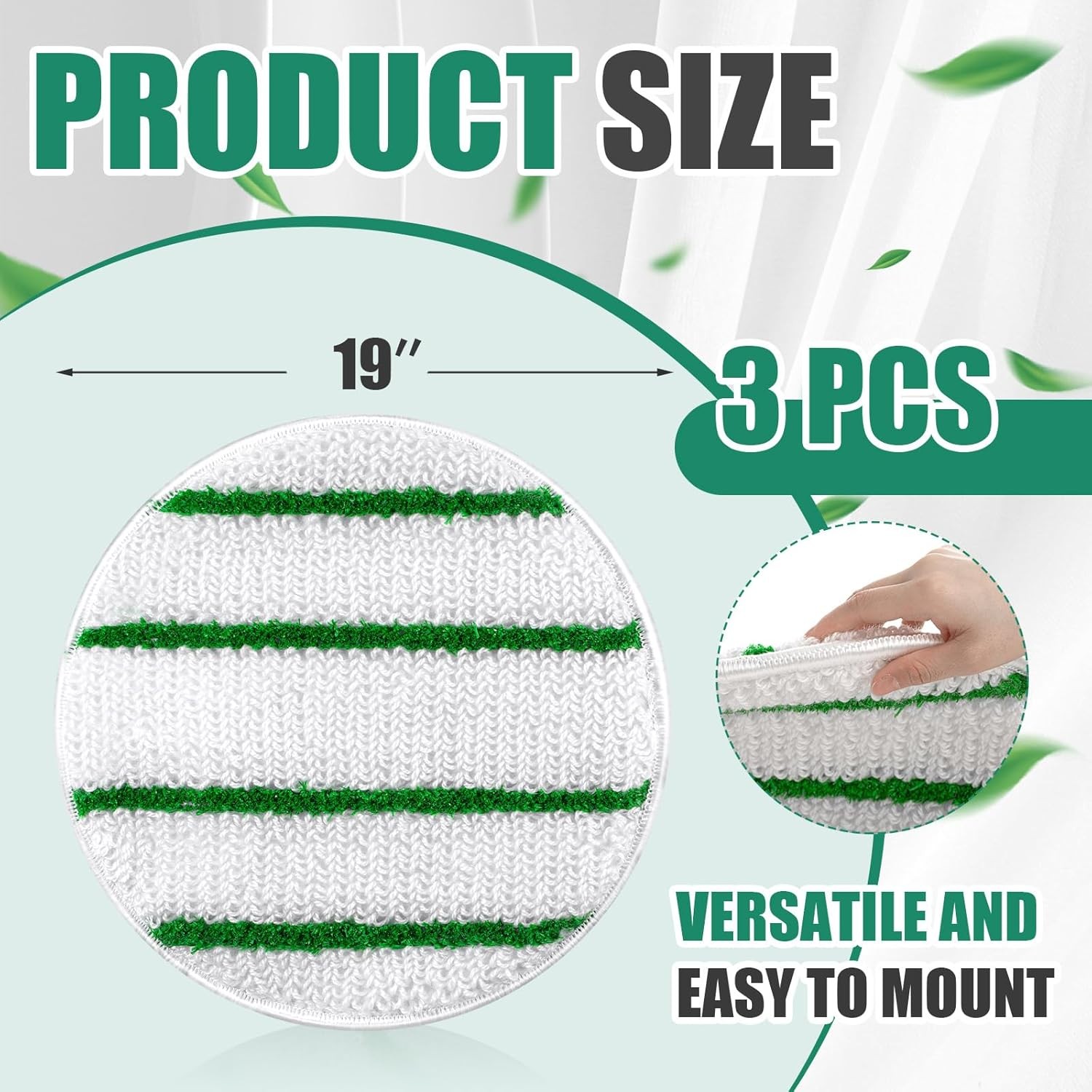 Tioncy 3 Pcs 19 Inches Synthetic Carpet Bonnet Scrubber Brush Carpet Bonnets