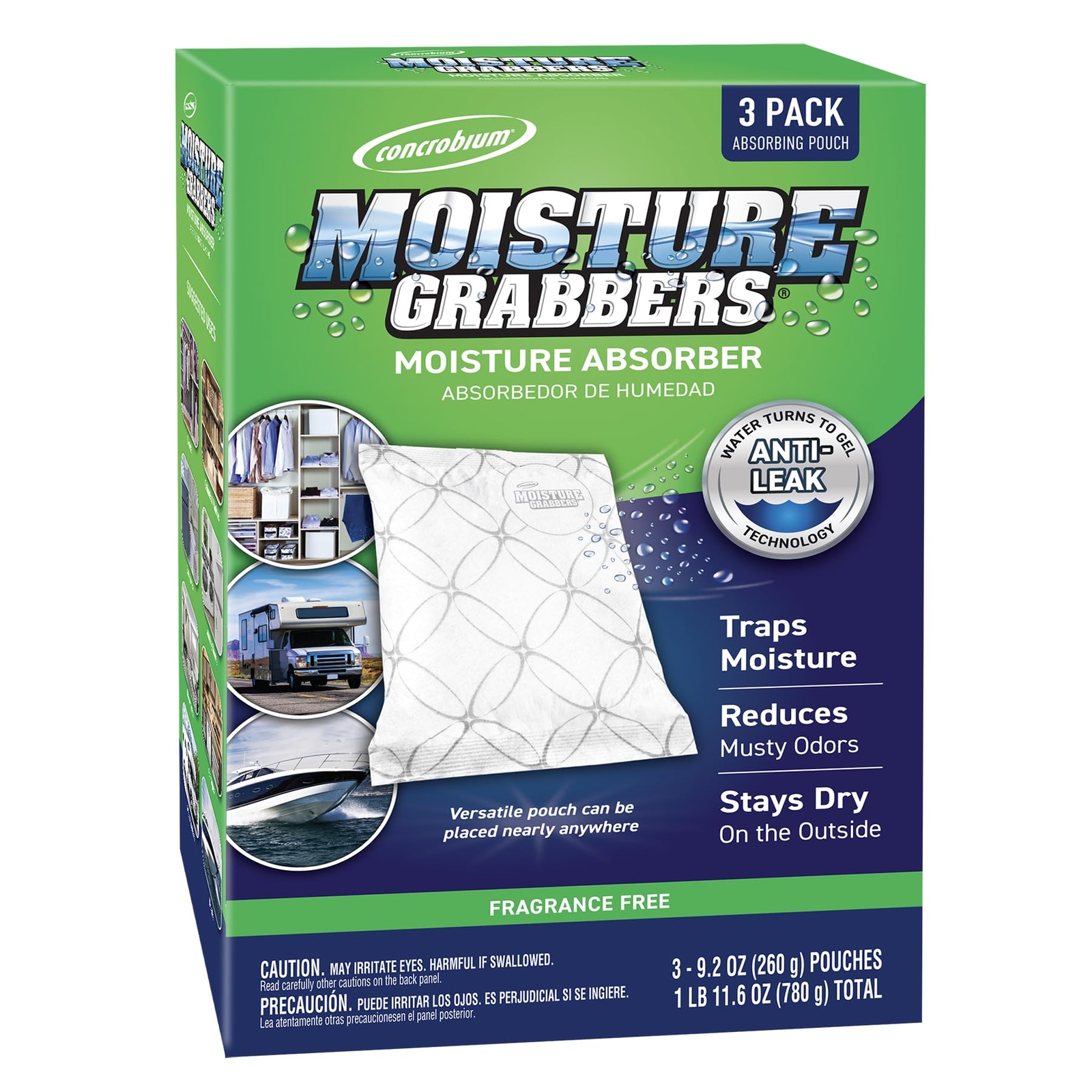 Concrobium Moisture Grabbers 1.72lb Absorbs Humidity Prevents Odors and Damage