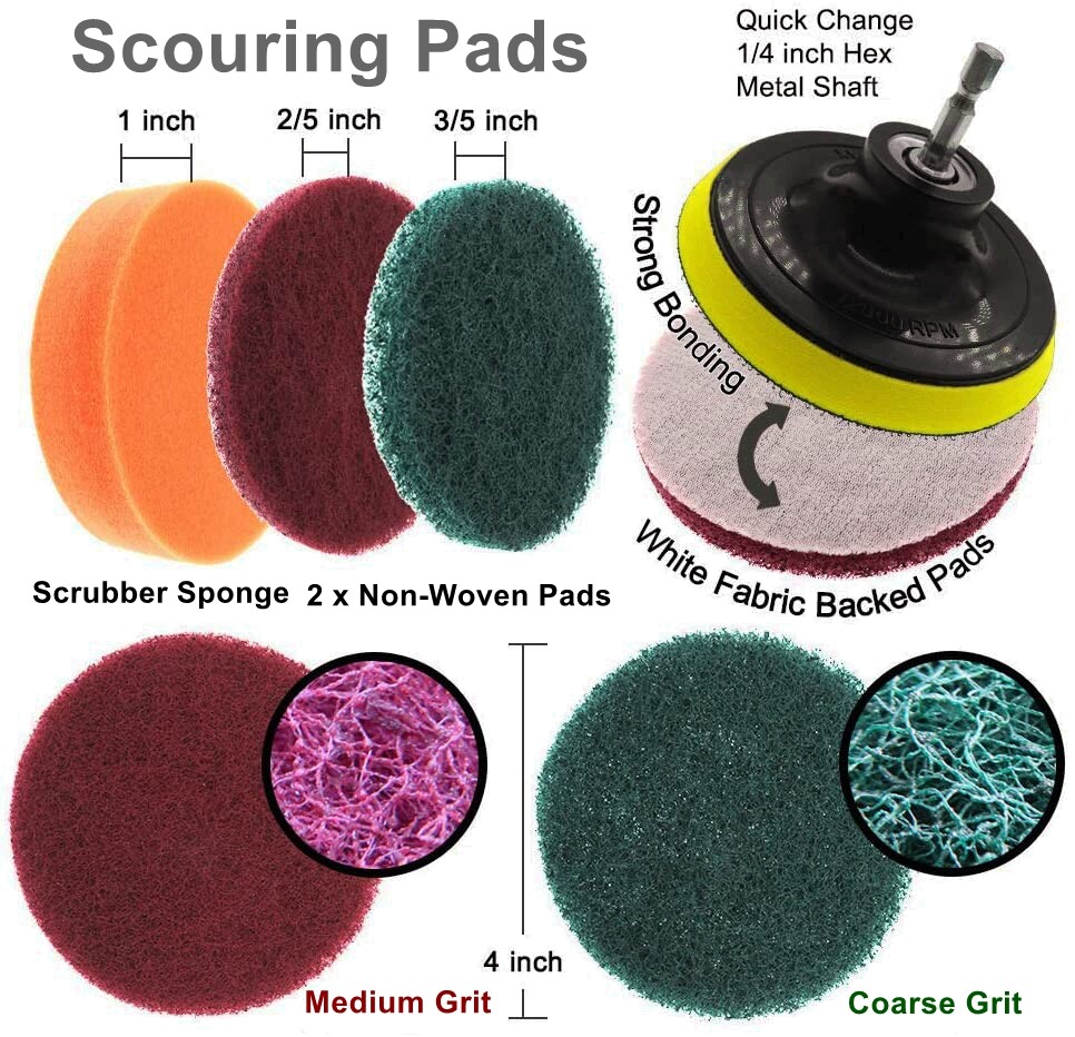 14PCS Drill Brush Attachment Set Power Scrubber Scrub Polishing Buffing Pads Kit