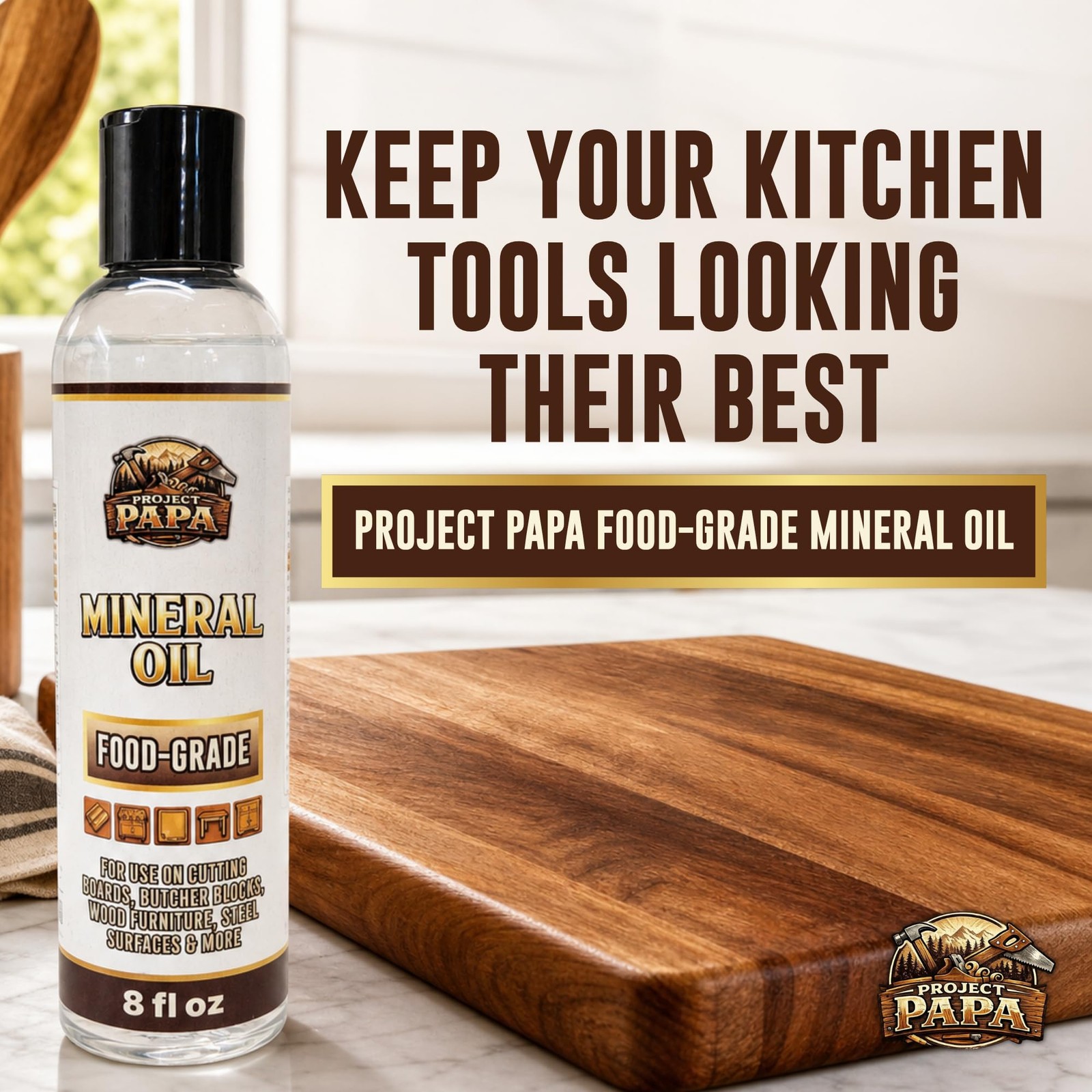 Food Grade Mineral Oil for Cutting Boards & Butcher Block – USP 100% Pure & O…