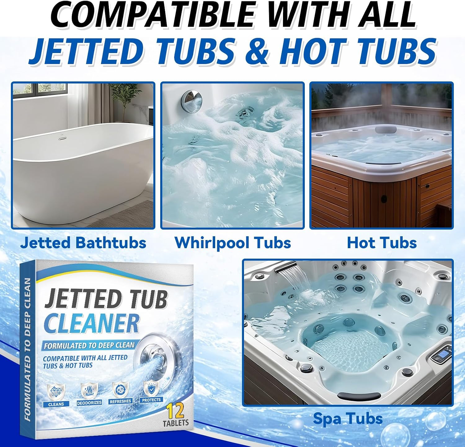 Jetted Tub Cleaner Bathtub Tabs, Bathtub Cleaner for Whirlpool, Spa Tubs & Hot T