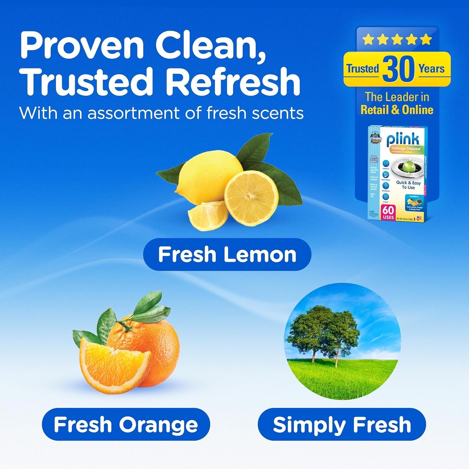 Plink 60ct Garbage Disposal Cleaner & Deodorizer – Assorted Biodegradable Scents