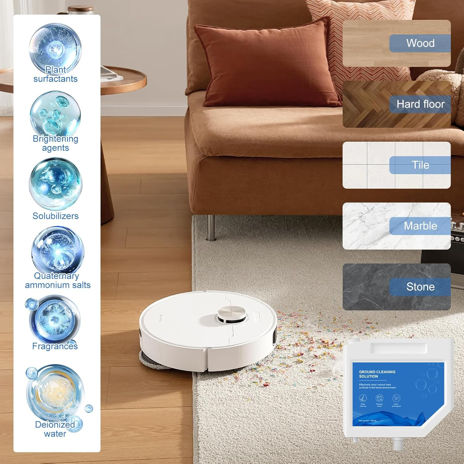 Floor Cleaning Solution Compatible with Dreame Cleaning Solution, Multi-Surface