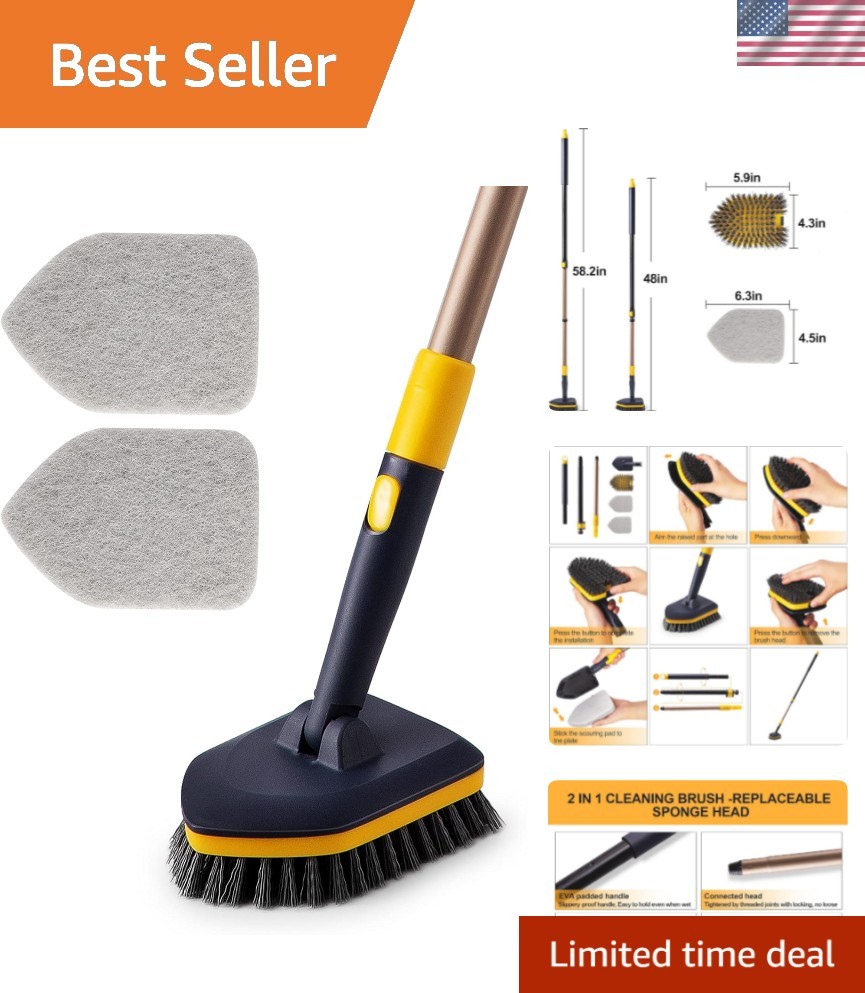 Sturdy Telescopic Cleaning Brush for Tub, Tile, Sink – Effortless Grime Removal