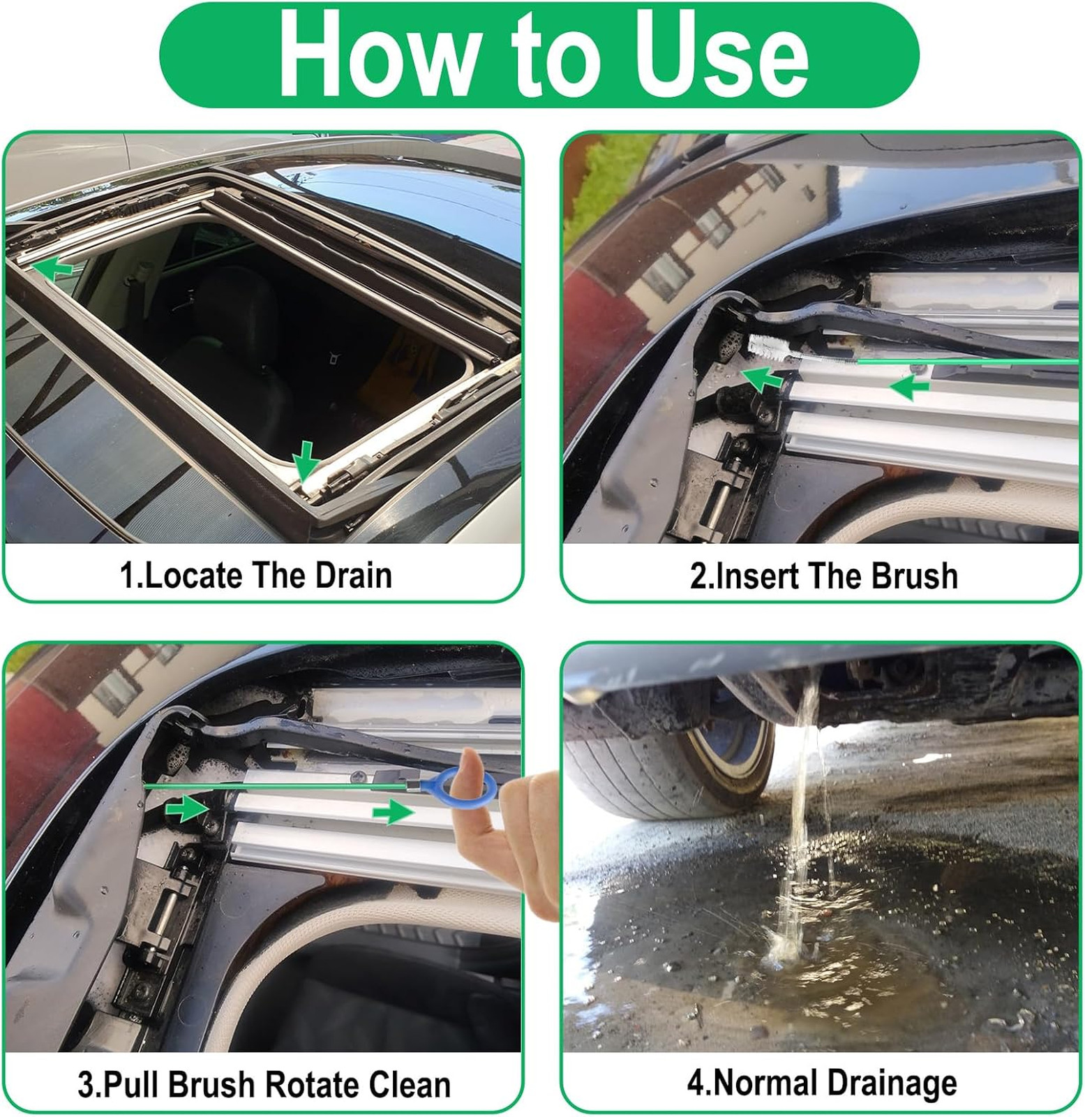 Auto Sunroof Drain Cleaning Tool, Flexible Nylon Steel Tube Brush 120 Inch, Car