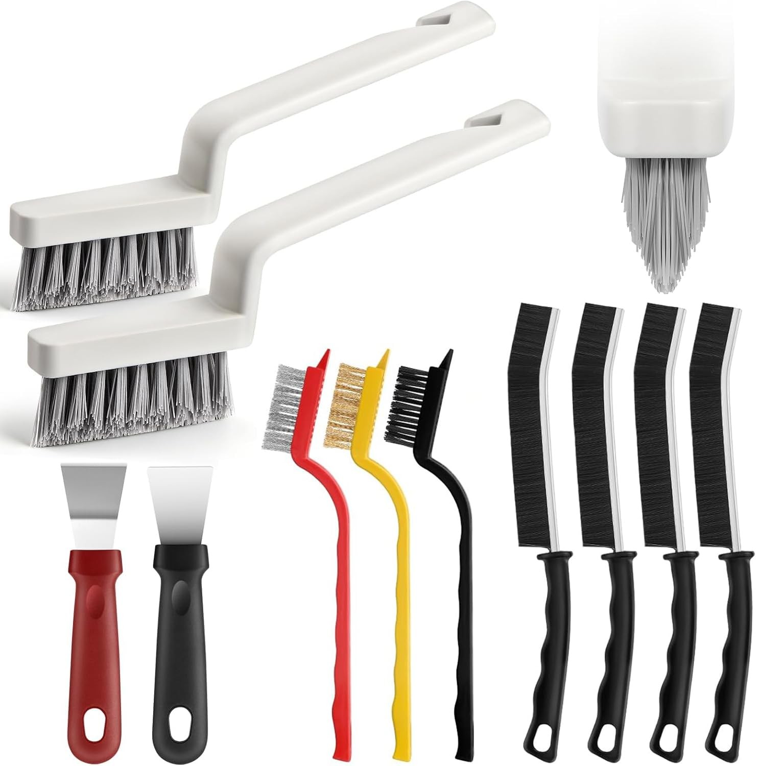 11Pcs V-Shaped Grout Cleaning Brush Set, with Stiff Bristles Crevice Cleaning…