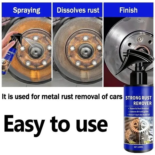 Automotive Rust Remover Spray, Car Wheel Paint Brake Dust Fast Cleaner 100ML US