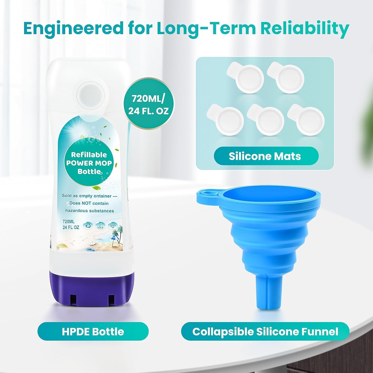 Refillable Bottle for Swiffer Power Mop, 720ML / 24 FL.OZ Reusable Solution C…