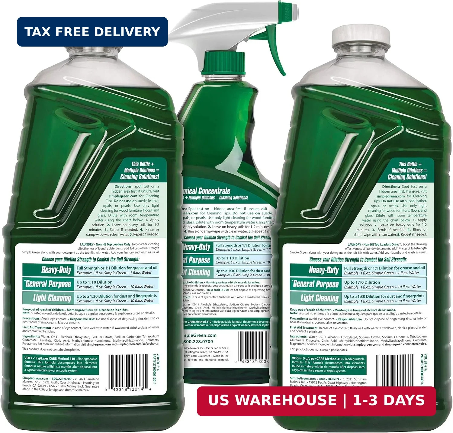 Simple Green All-Purpose Cleaner Spray and Refill, Green, 3 Piece Set, Original,