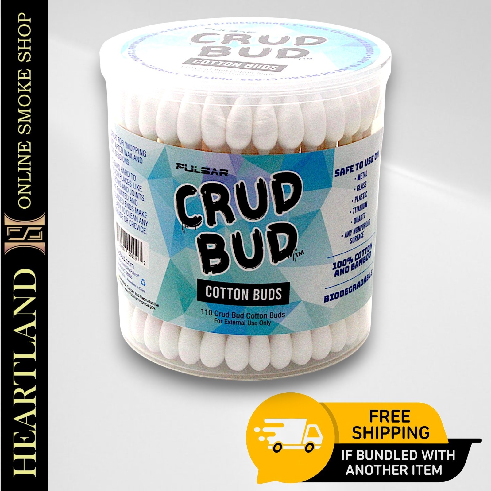 PULSAR Crud Buds Premium Cotton Swabs 110ct | Quality Bong Water Pipe Cleaning
