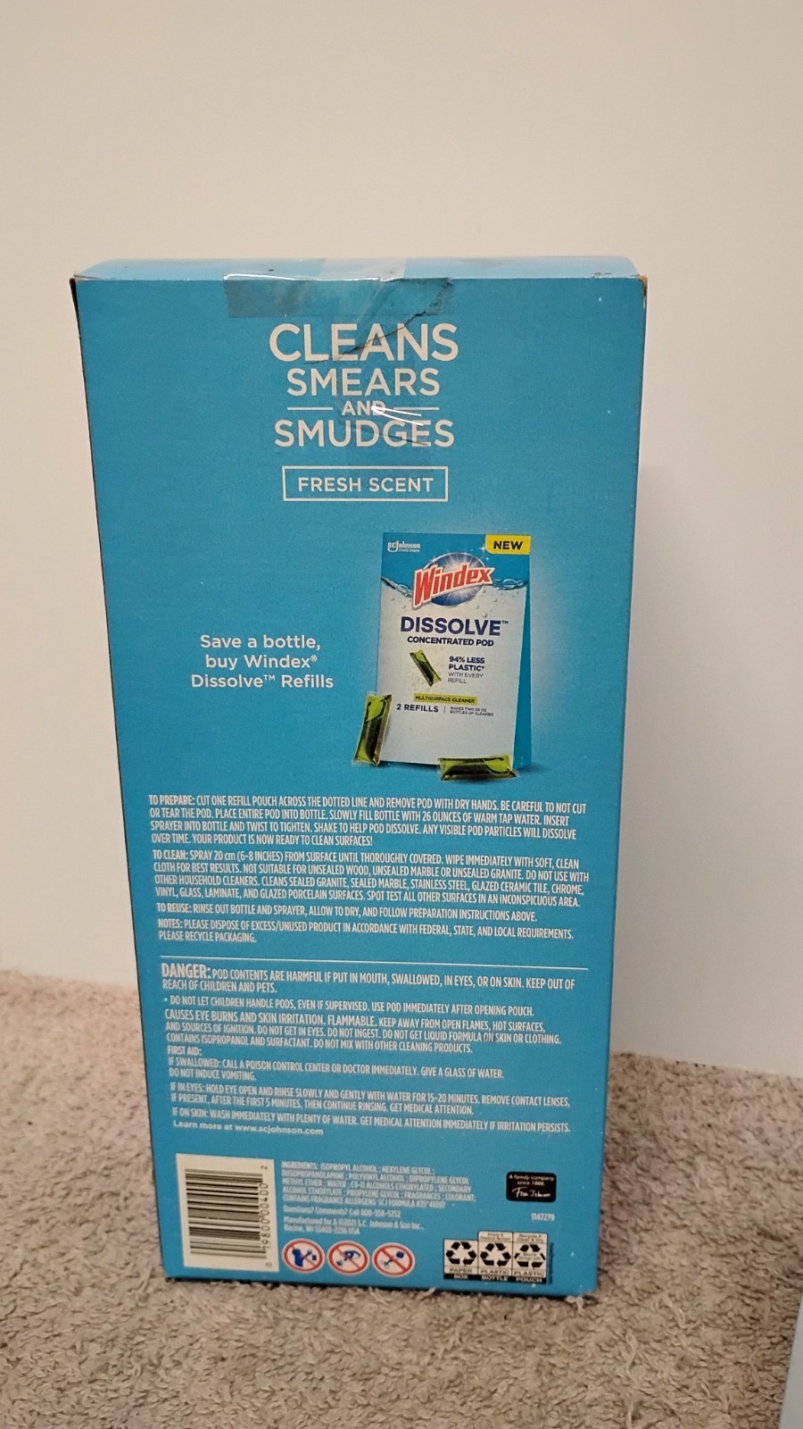 NEW Windex Dissolve Pod Multisurface Cleaner Starter Kit w/ 2 Box Refills. (03)