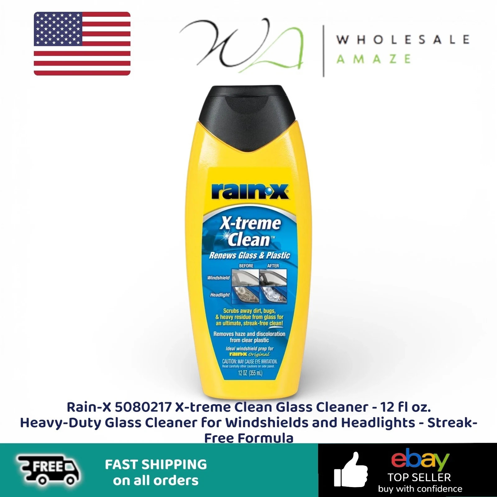 Rain-X X-treme Clean Glass Cleaner 12oz Heavy-Duty Streak-Free Window Spray