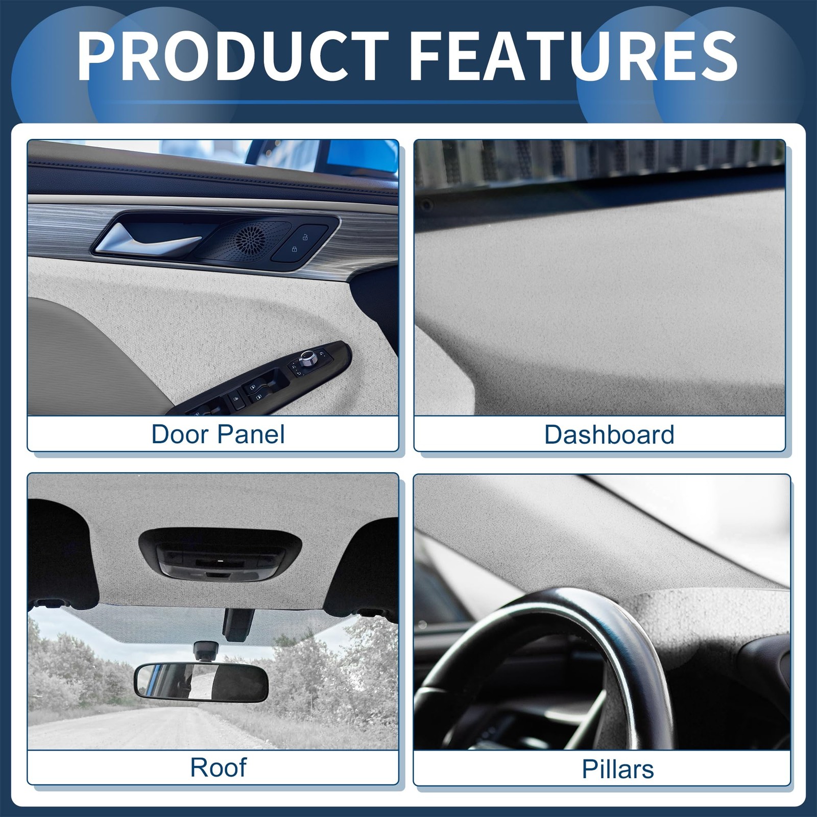 Suede Fabric 150g Headliner Fabric 23.62″ l x 57.09″ W Interior Trim DIY Roof…