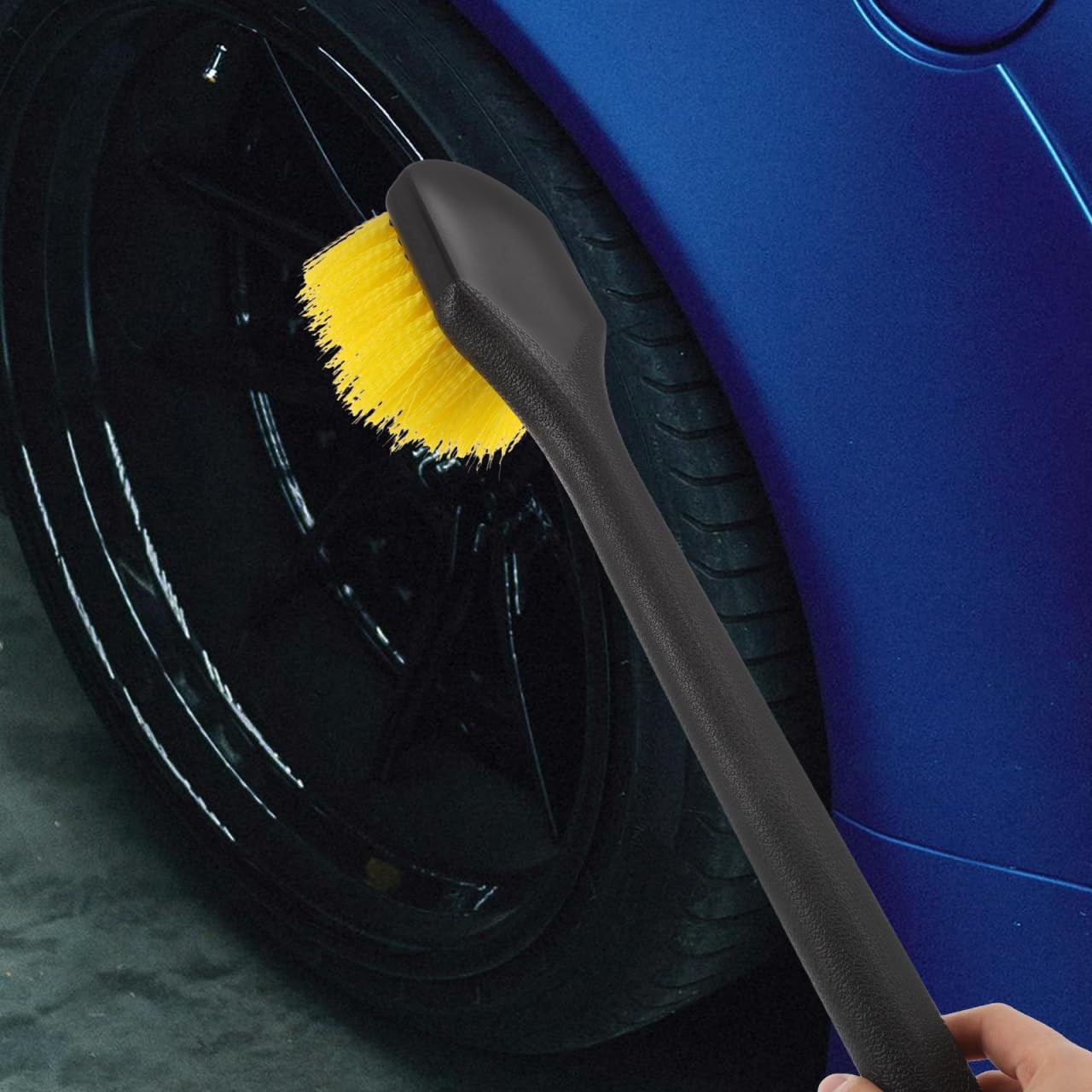 Long Handle Car Tire Brush with Heavy Duty Stiff Bristles for Wheel and Rim C…