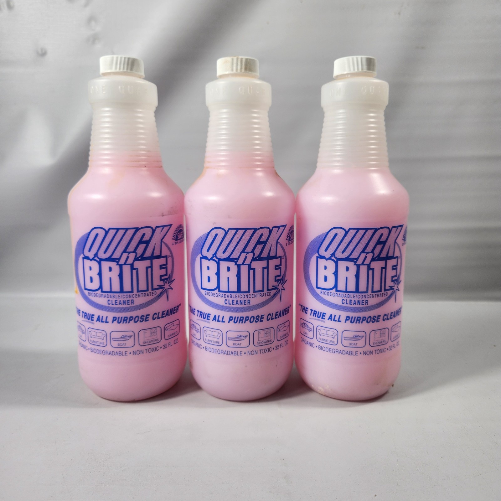 3 PACK Quick N Brite Biodegradable/Concentrated Cleaner 32 oz Organic Non Toxic