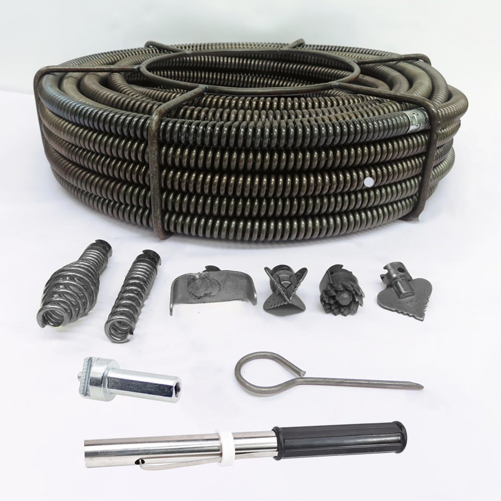 39.4′-65′ Drain Cleaner Auger Cable Replacement Snake Pipe Sewer Wire Snake Spri