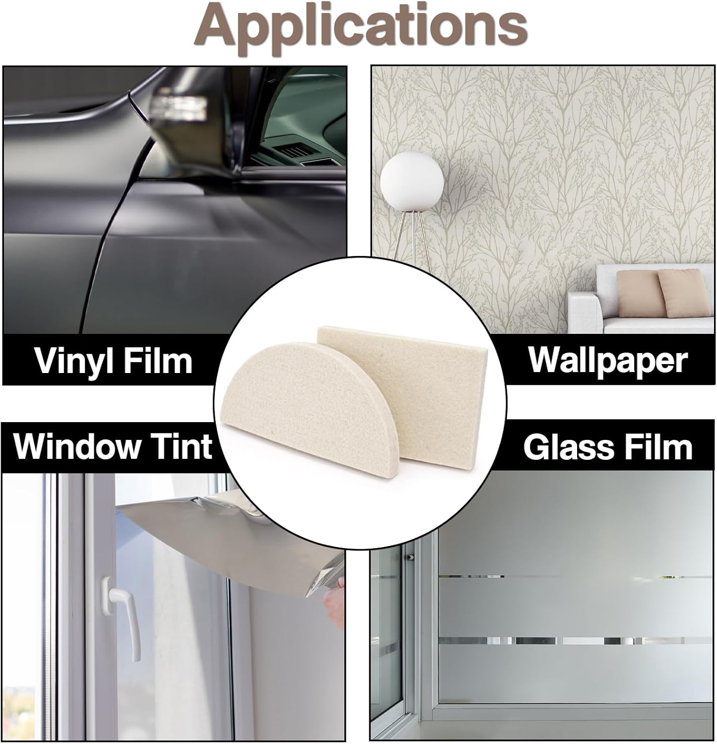 8 Pcs Window Tint Squeegee, Wool Felt Squeegee, Reusable Wrap Tool for Car Windo