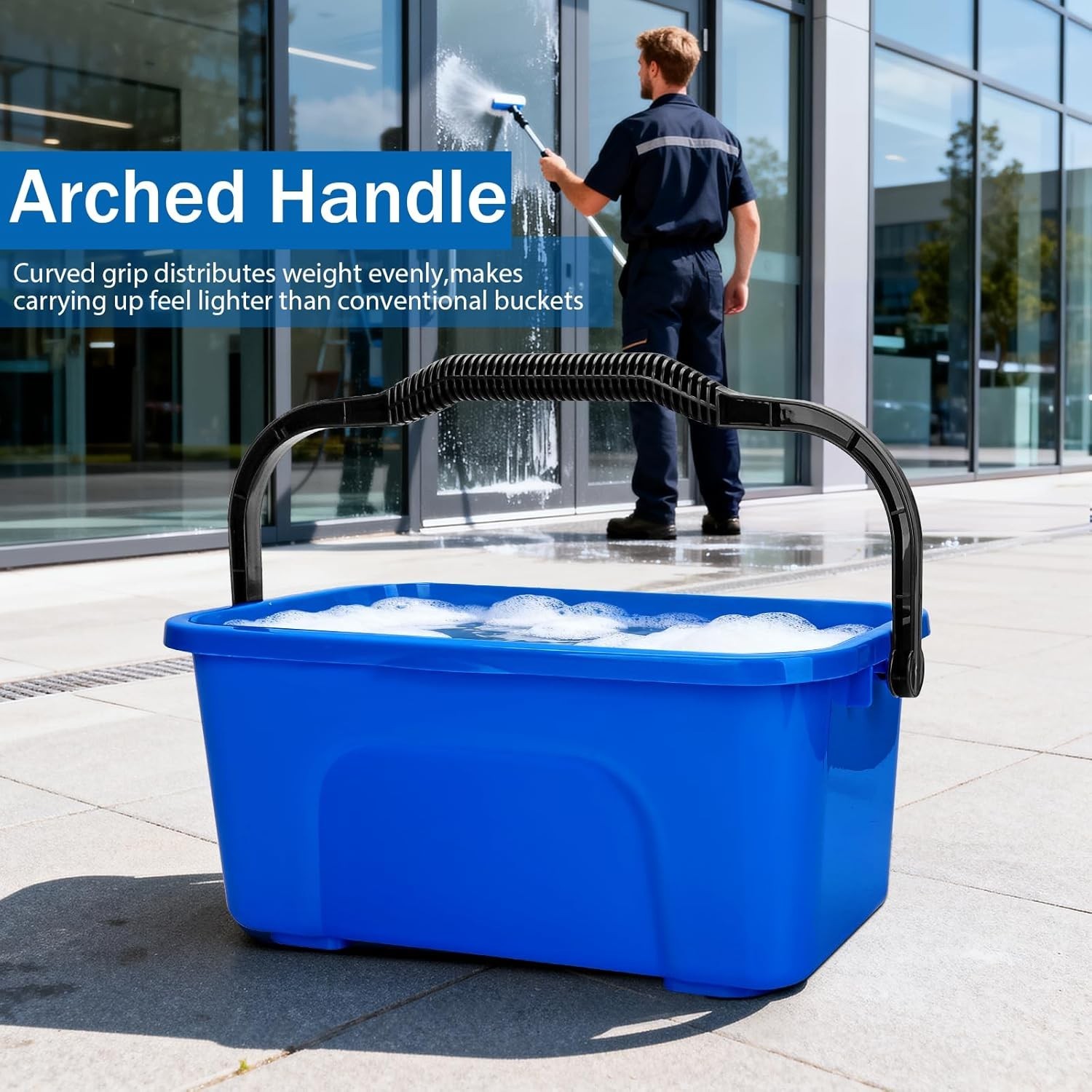 Compact 3 Gallon Plastic Cleaning Bucket with Ergonomic Handle – Blue & Grey