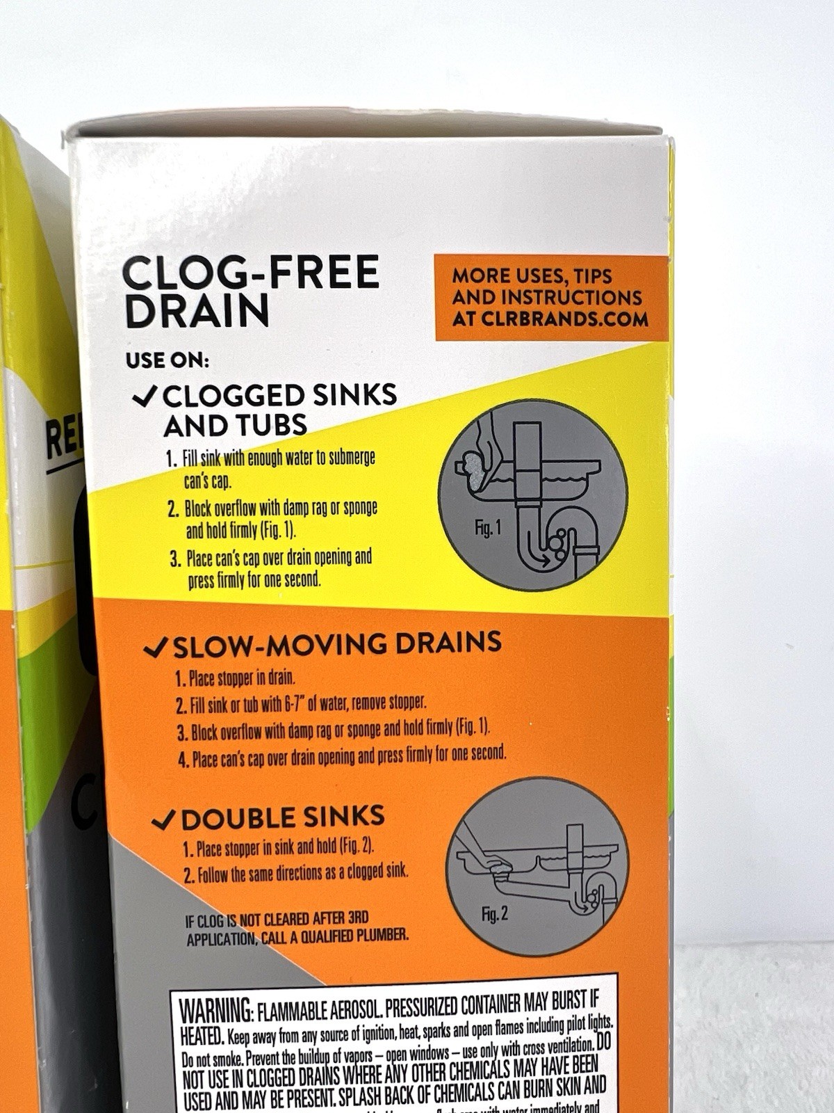 Lot 2 CLR Brand Clog-Free Drain Opener, Chemical-Free Pressurized Air Canister