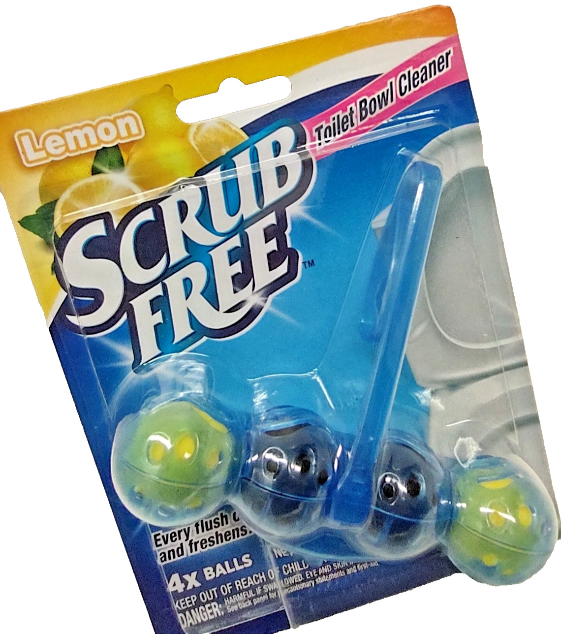 4x Scrub Free Lemon Automatic Toilet Cleaner Rim Hangerb 4x Balls 2 oz Ea SEALED