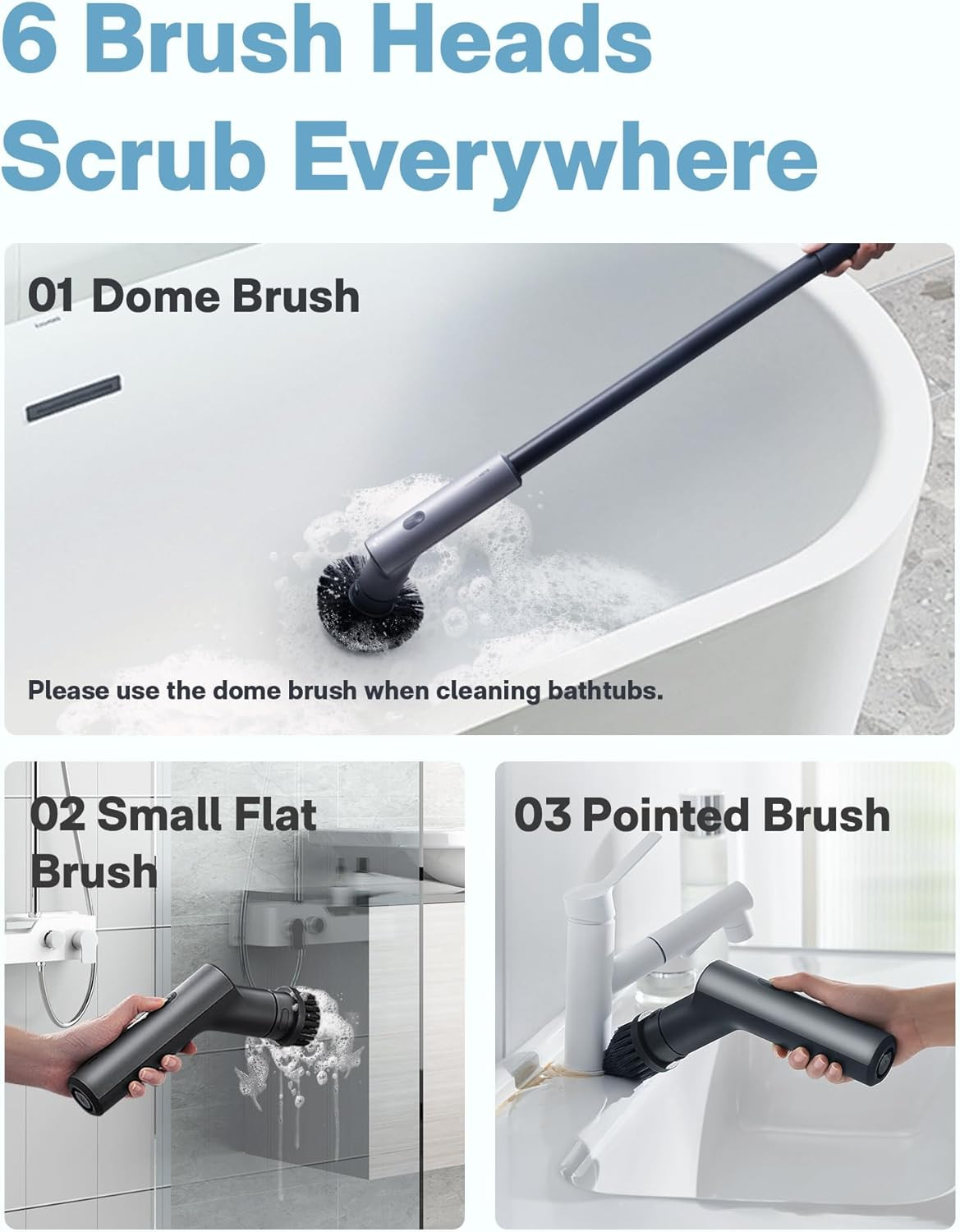 Cordless Electric Spin Scrubber, IPX7 Full Body Waterproof Bathroom Cleaning Bru