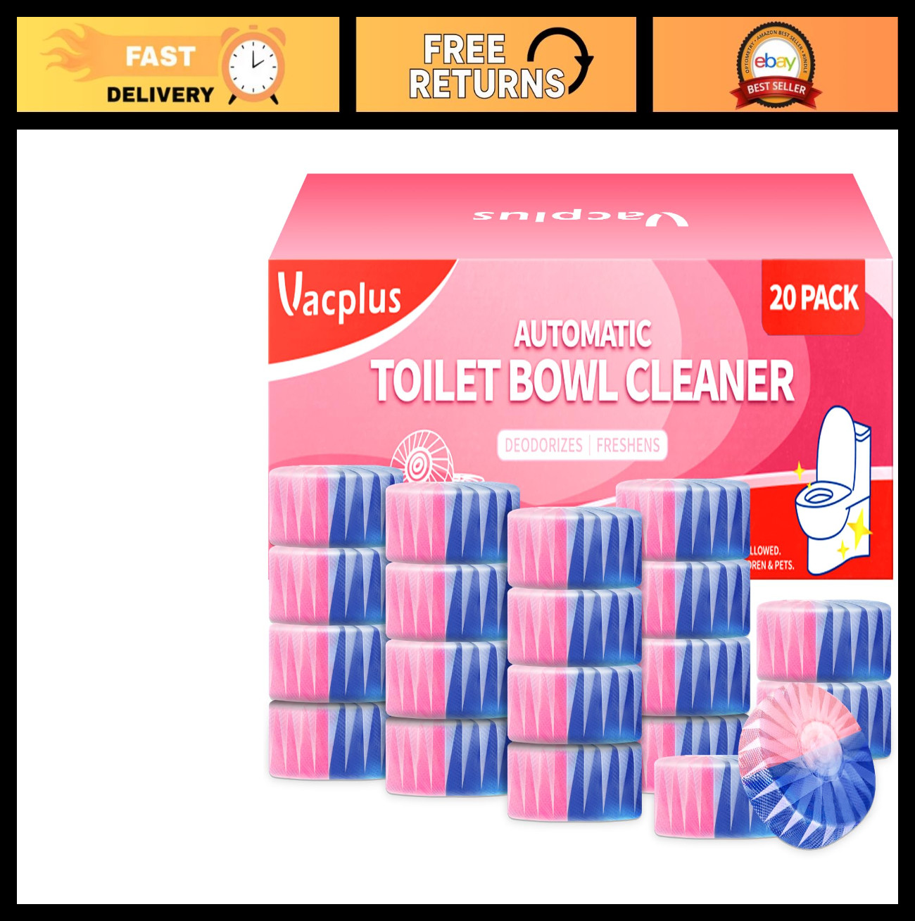20 Pack Toilet Bowl Cleaner Tablets – Long-Lasting Stain Prevention & Deodorizer
