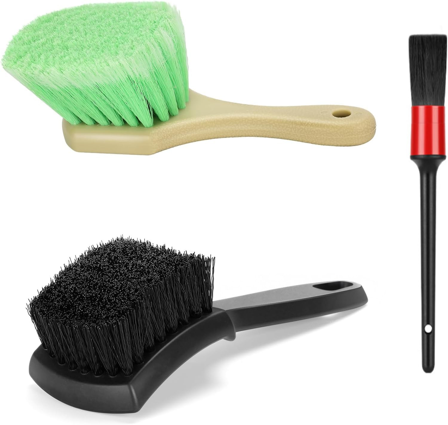 Wheel Rim & Tire Brush Set, Soft & Stiff Bristle Wash Cleaning Supplies Kit