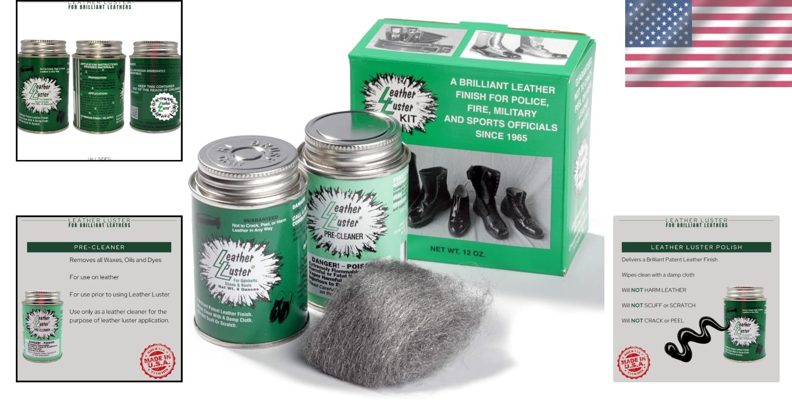 Complete Leather Care Kit – Polish, Cleaner, Conditioner – 12oz Made in the USA