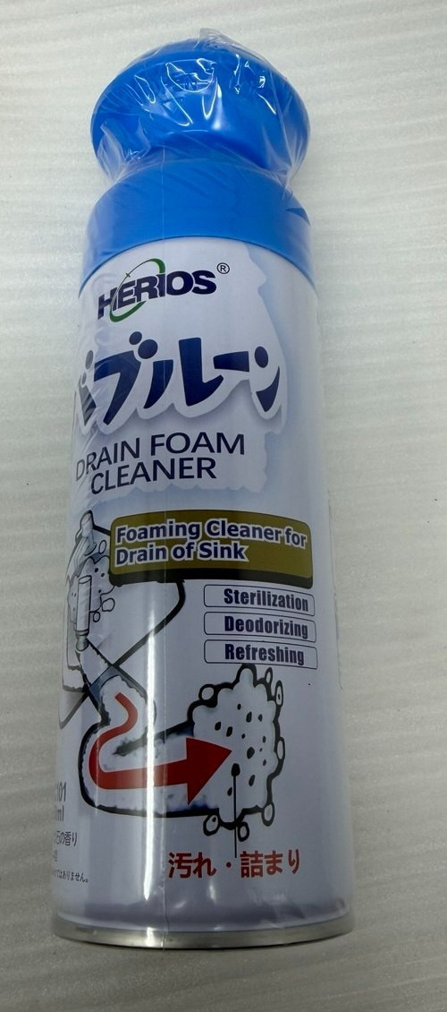 BRAND NEW Foaming Drain Cleaner HERIOS Sink Pipe Odor Removal Cleaning Foam