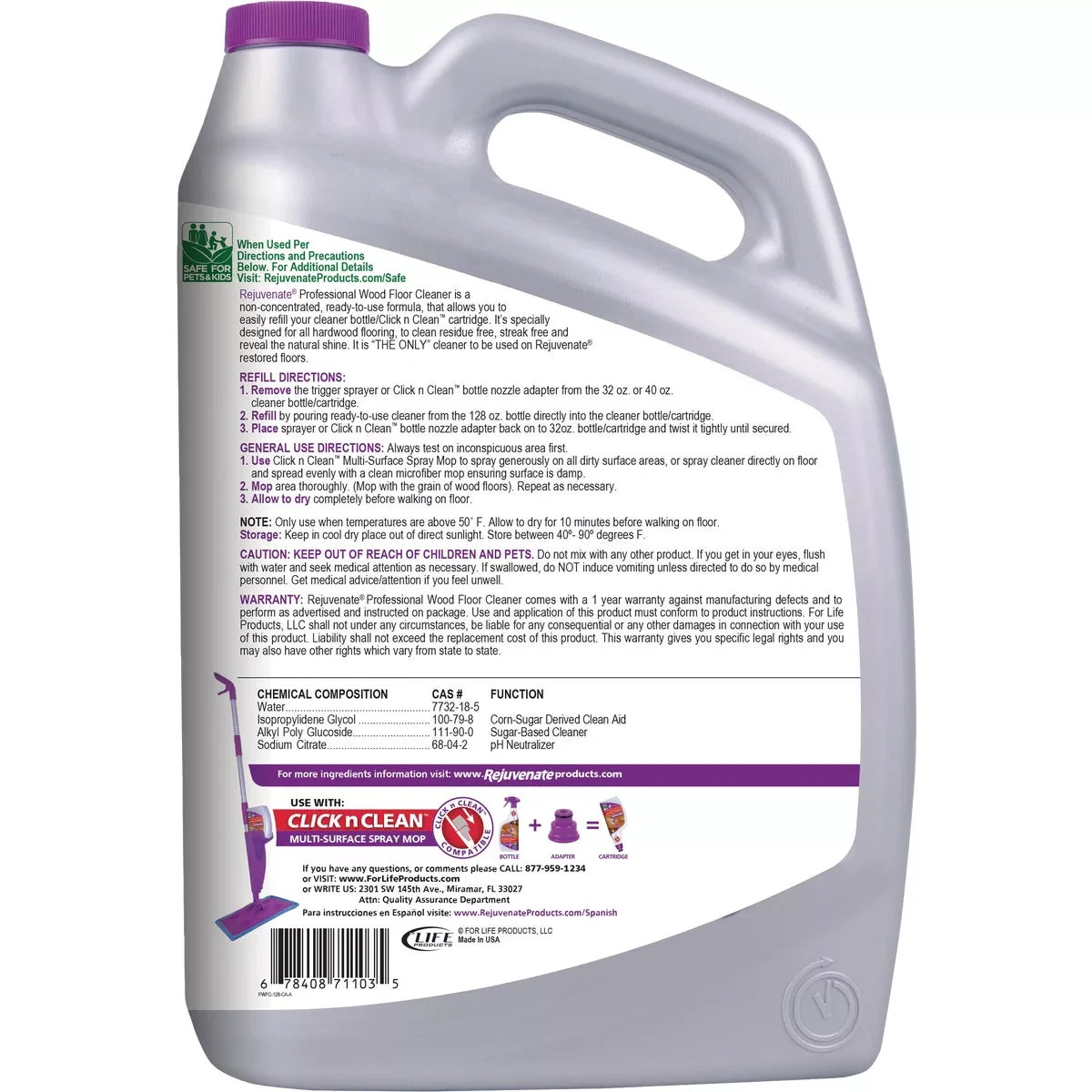 Rejuvenate Wood Floor Cleaner Refill 128 Fl Oz Streak Free Hardwood Cleaner