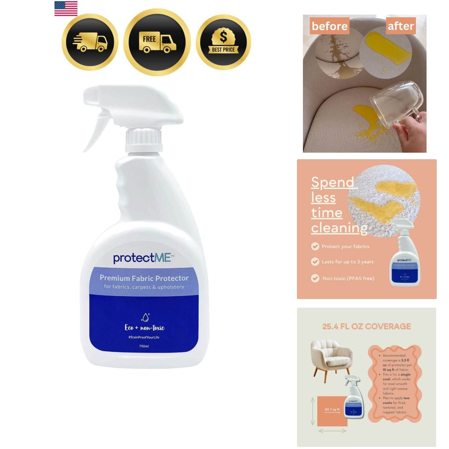 Fabric Protector and Stain Resistant Spray – Upholstery Fabric Spray for Stai…
