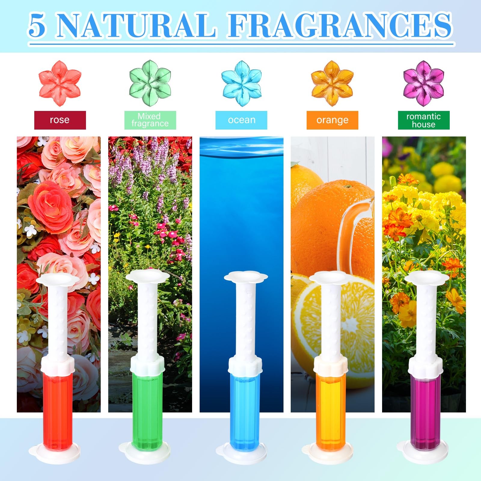 5 Pcs Flower Toilet Gels 70 Count 5 Kinds Stamp Bowl Gel Scent Toilet Stain R…