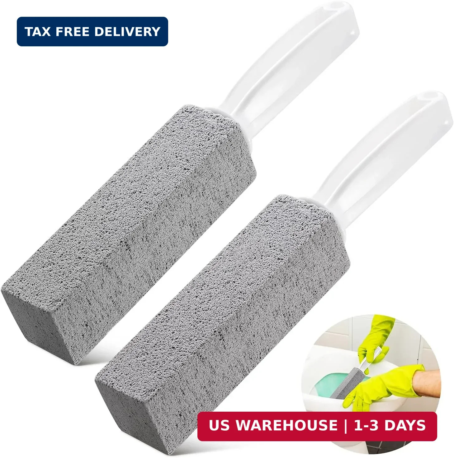 Kadden 2 Pack Pumice Stone Toilet Bowl Cleaner with Handle, Hard Water Ring Remo