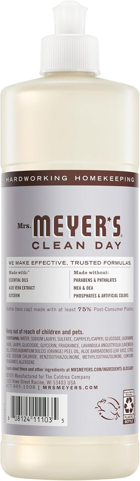 MRS. MEYER’S CLEAN DAY Liquid Dish Soap, Lavender, 16 Fl. Oz – Pack of 3