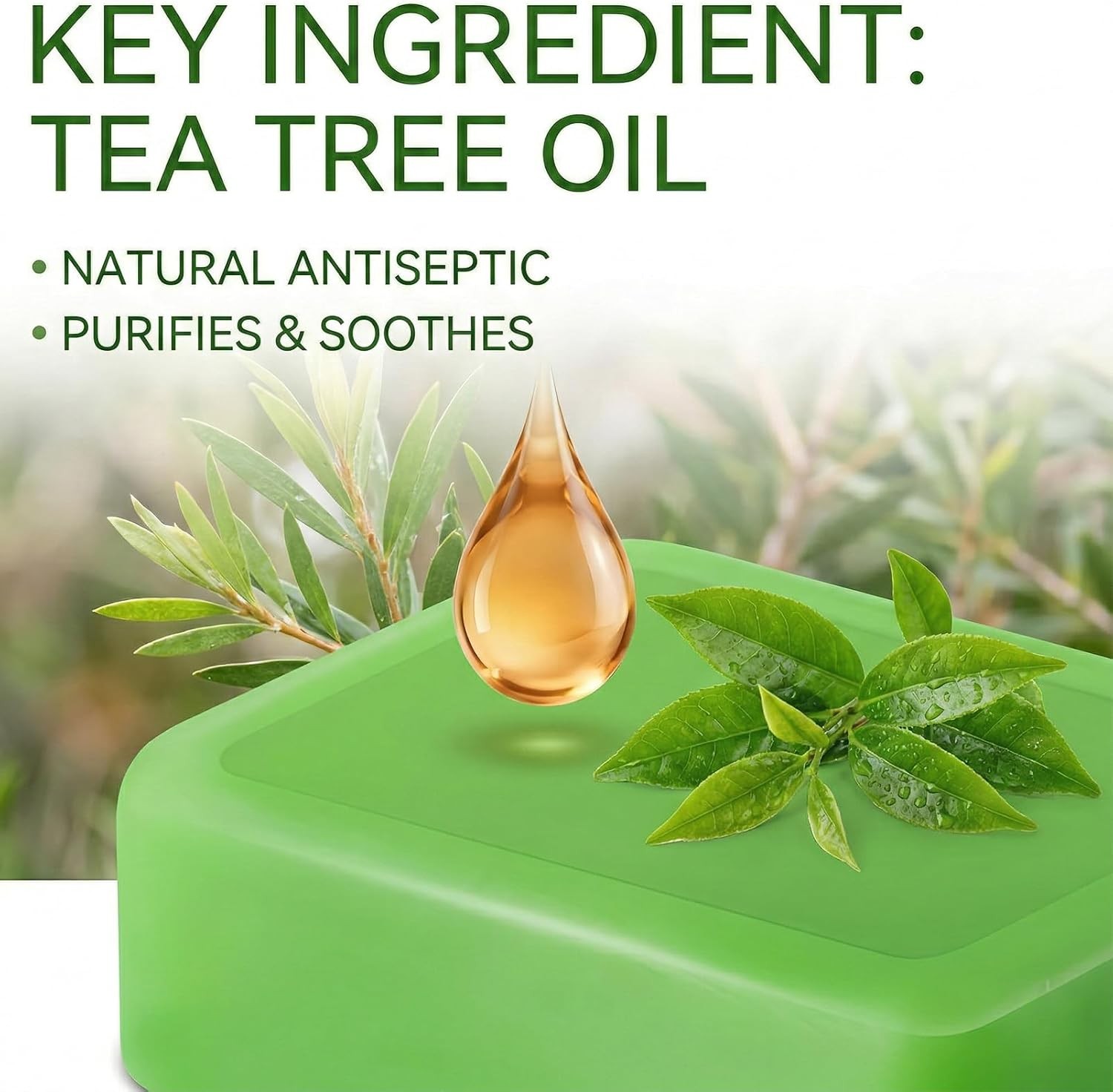 Tea Tree Oil Soap Bar for Face & Body, Natural Tea Tree Soap for