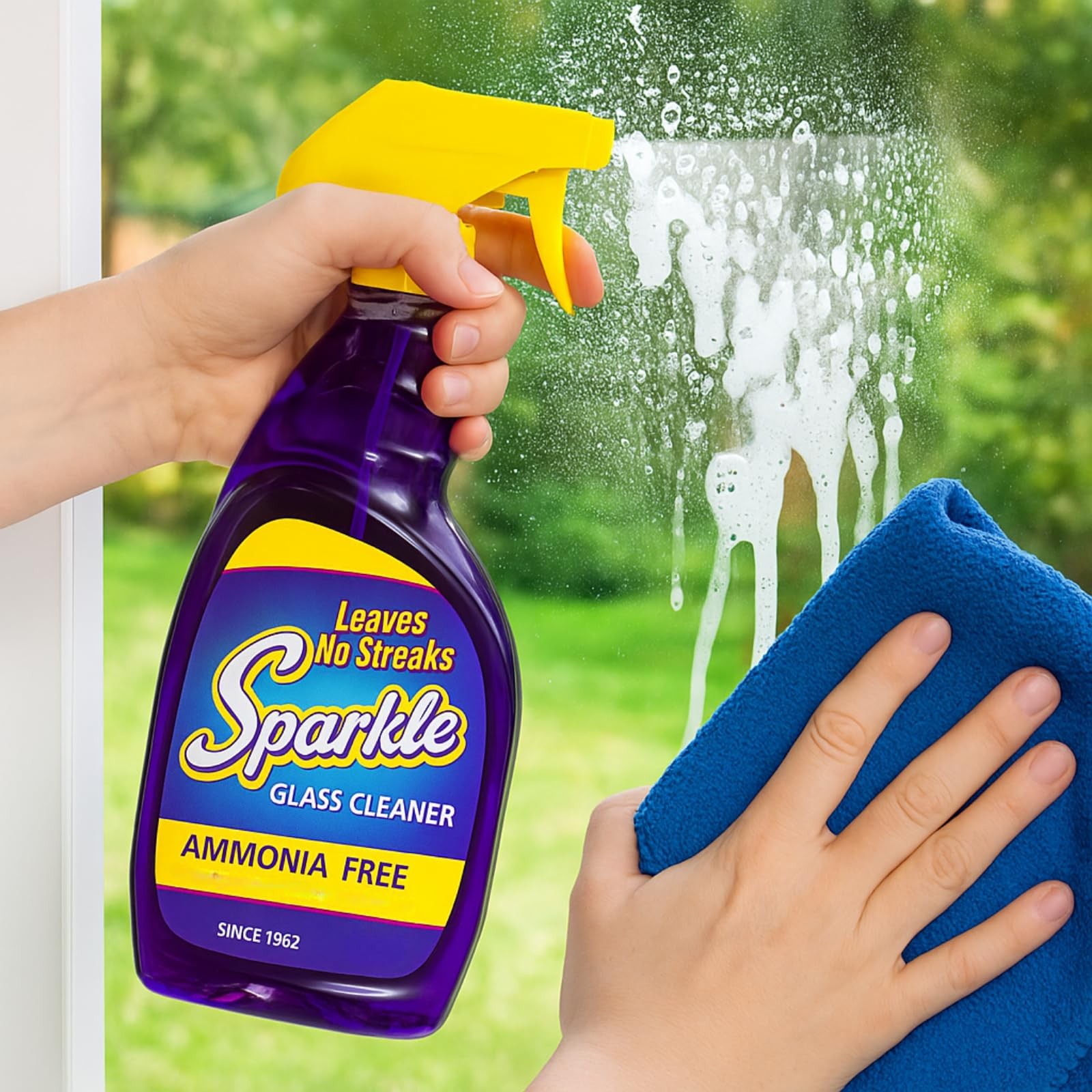 Glass Cleaner, Ammonia-Free Streak-Free Formula, 33.8 fl oz Spray Bottle, Saf…