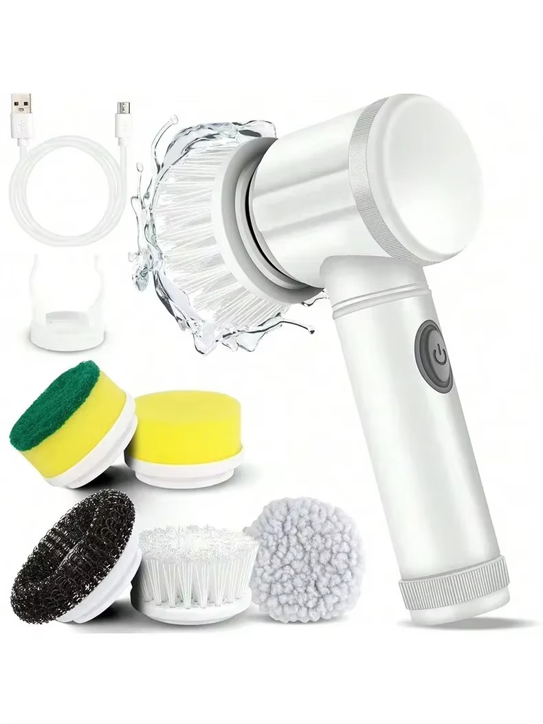 1pcs Electric Spin Scrubber – Cordless Cleaning Brush with 5 Replaceable Heads