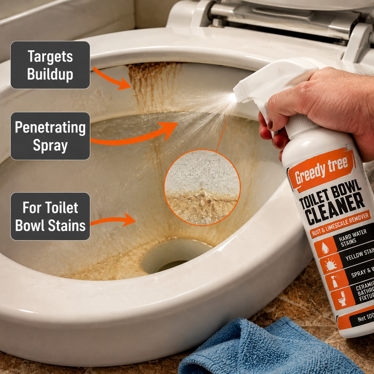 Faucet Water Stain Remover Spray for Rust Scale and Bathroom Shine