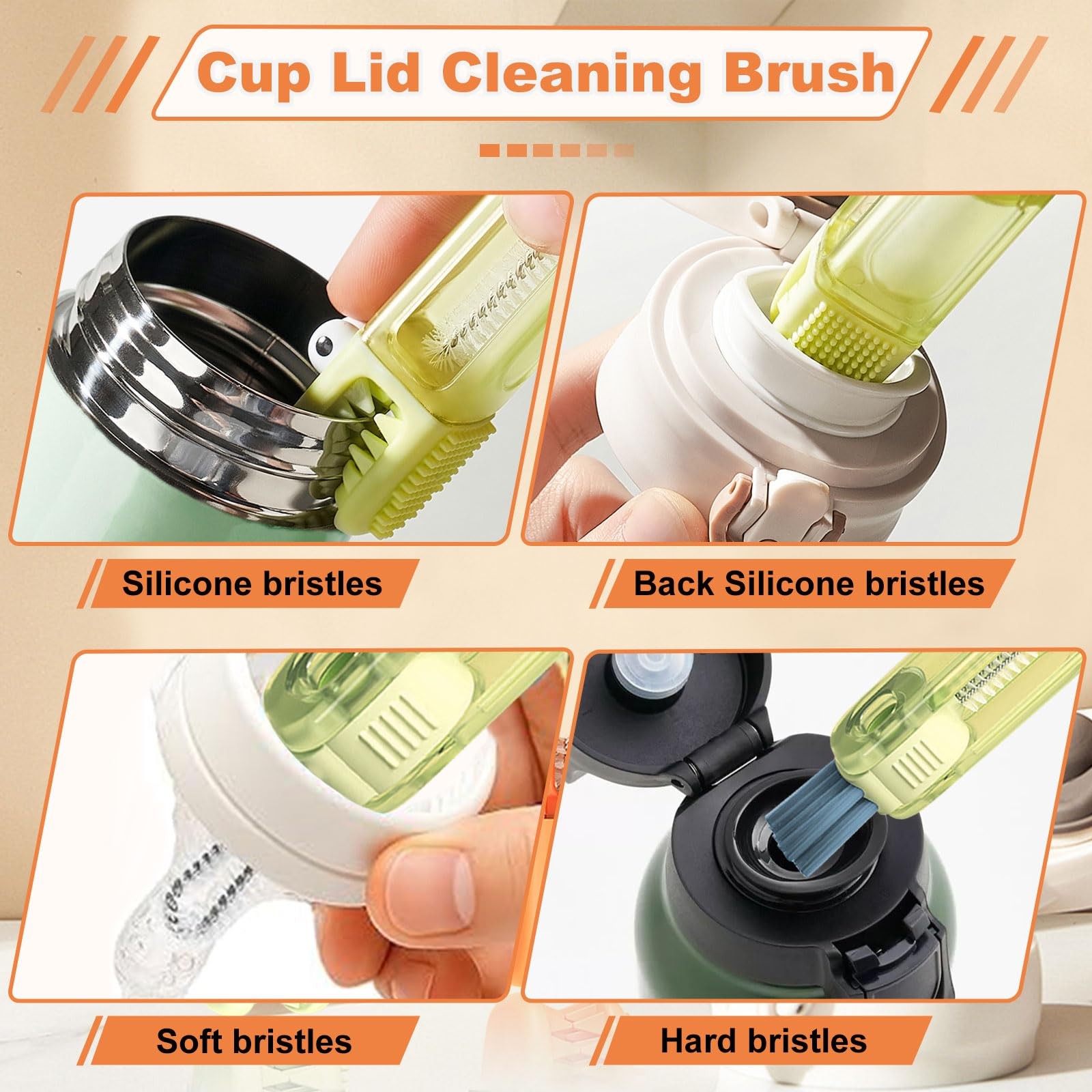 3 in 1 Cup Lid Cleaning Brush, Gap Cleaner Brushs – Home Kitchen Multifunctio…