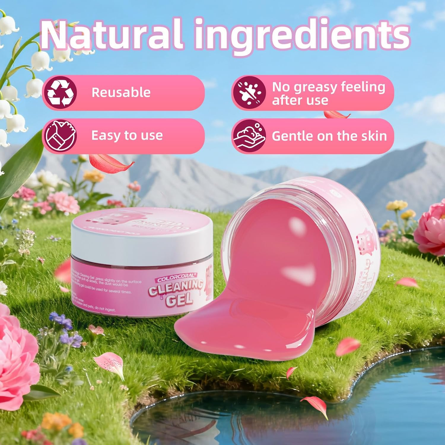 2 Pack Car Cleaning Gel Reusable Auto Slime Cleaner,Rose Scent Dust Cleaning Gel
