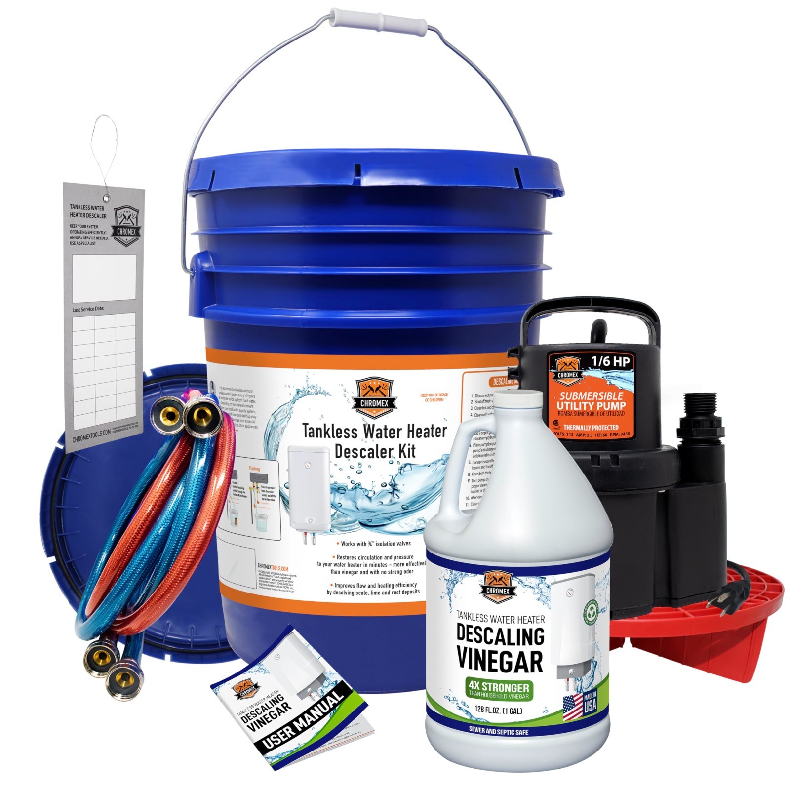 Chromex Tankless Water Heater Flush Kit with Concentrated Vinegar